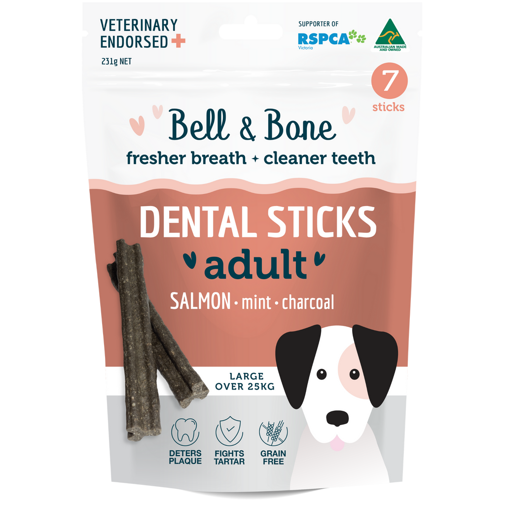Packet of salmon dental sticks for your dog