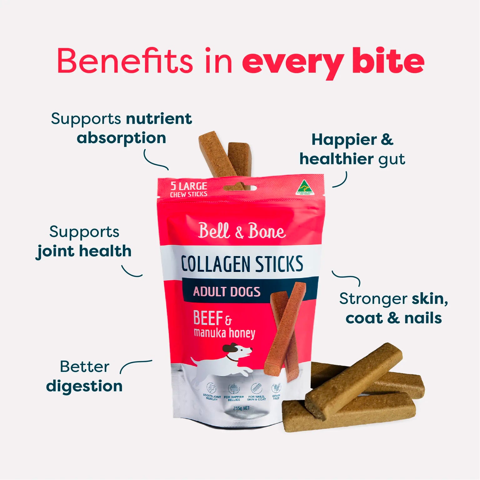 Dog Collagen Sticks - Beef and Manuka Honey